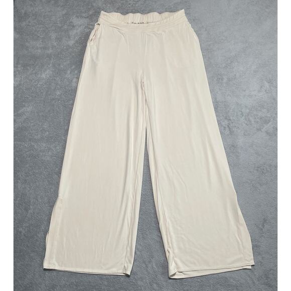 Aday Pants Large Cream Soft Drape Flowy Capsule Travel Comfy Casual Classic